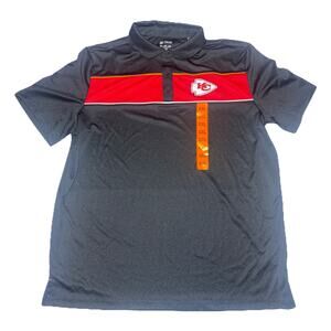 Kansas City Chiefs NFL Team Apparel Polyester Men's Polo Shirt Black Size 2XL